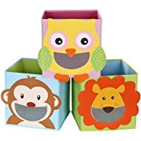 Los mejores  - SONGMICS Juego de 3 Cajas de Almacenamiento- Cajas de Juguetes- Cubos Plegables-para Salón- Habitación Infantil- 27 x 27…